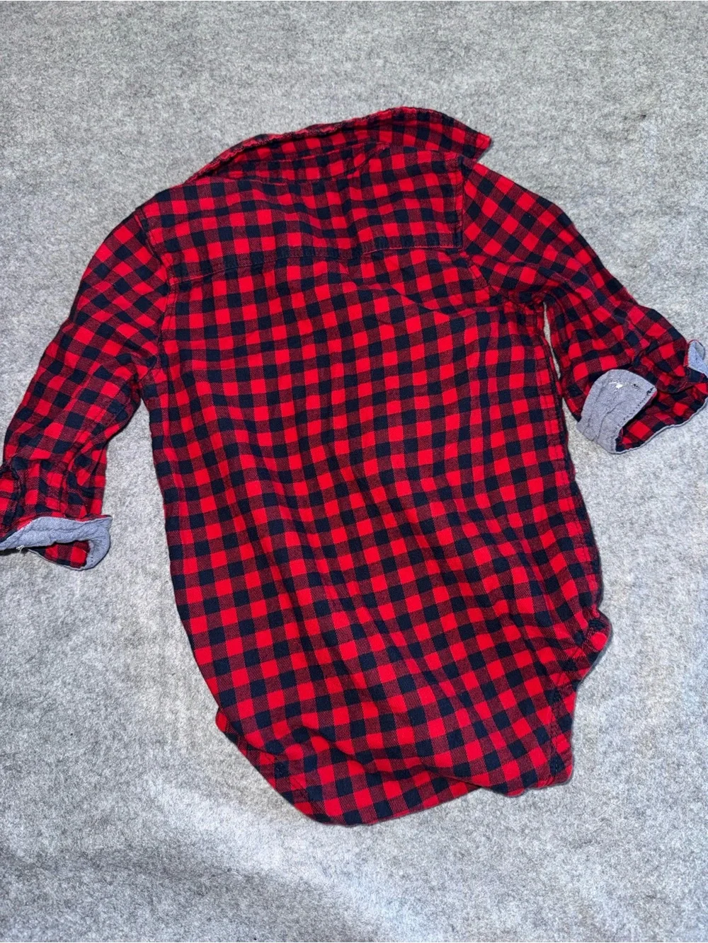 OshKosh B'gosh Dark Blue Denim Overalls with Red Plaid Shirt